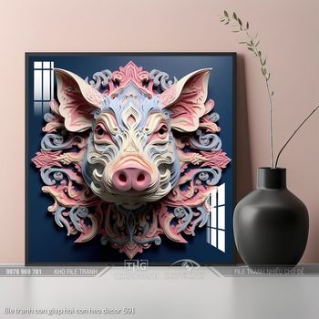 file tranh con giap hoi con heo decor 591