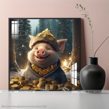 file tranh con giap hoi con heo decor 593