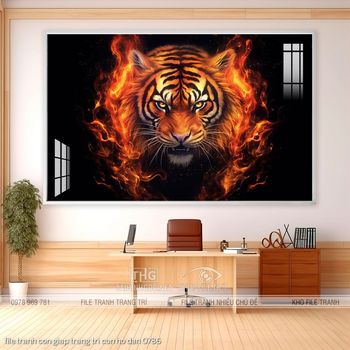 file tranh con giap trang tri con ho dan 0786