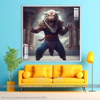 file tranh con giap trang tri con ho dan 1000