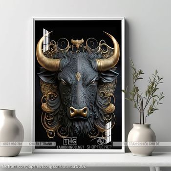 file tranh con giap treo tuong con trau suu 0002