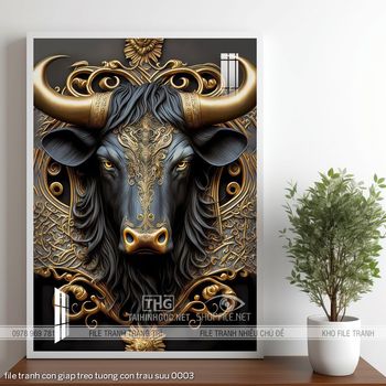 file tranh con giap treo tuong con trau suu 0003