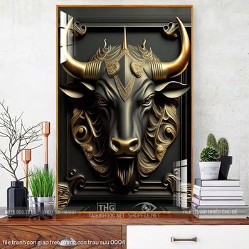 file tranh con giap treo tuong con trau suu 0004