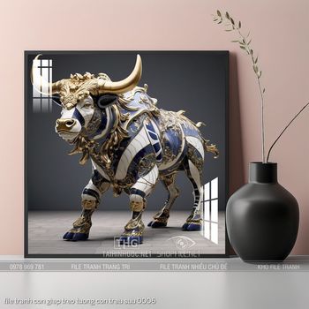 file tranh con giap treo tuong con trau suu 0006