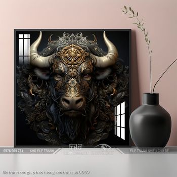 file tranh con giap treo tuong con trau suu 0009