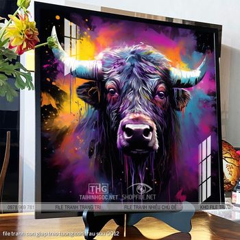 file tranh con giap treo tuong con trau suu 0012