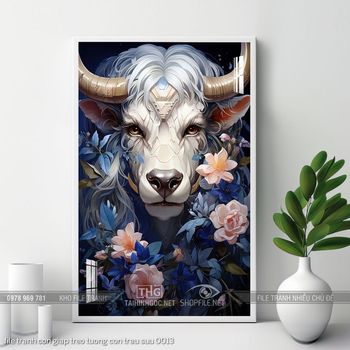 file tranh con giap treo tuong con trau suu 0013