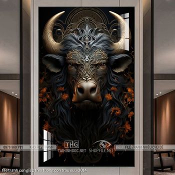 file tranh con giap treo tuong con trau suu 0014