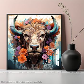 file tranh con giap treo tuong con trau suu 0019