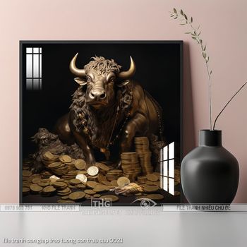 file tranh con giap treo tuong con trau suu 0021