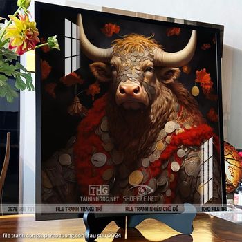 file tranh con giap treo tuong con trau suu 0024