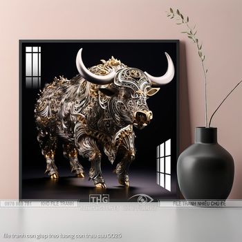 file tranh con giap treo tuong con trau suu 0025