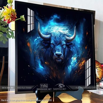 file tranh con giap treo tuong con trau suu 0030