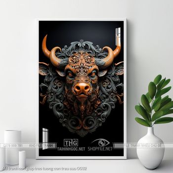 file tranh con giap treo tuong con trau suu 0032