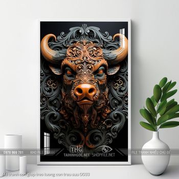 file tranh con giap treo tuong con trau suu 0033