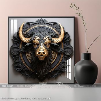 file tranh con giap treo tuong con trau suu 0034