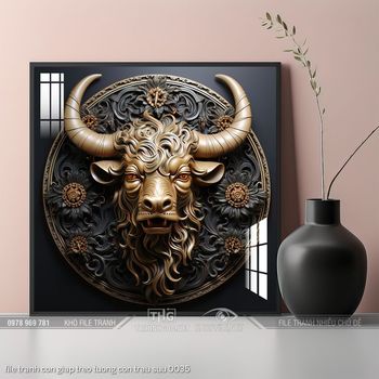 file tranh con giap treo tuong con trau suu 0035