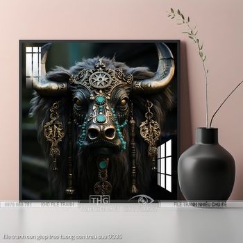 file tranh con giap treo tuong con trau suu 0036