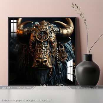 file tranh con giap treo tuong con trau suu 0037