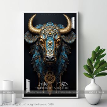 file tranh con giap treo tuong con trau suu 0038