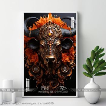 file tranh con giap treo tuong con trau suu 0040