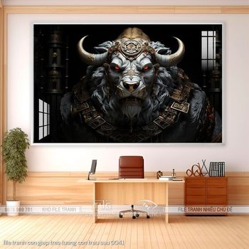 file tranh con giap treo tuong con trau suu 0041