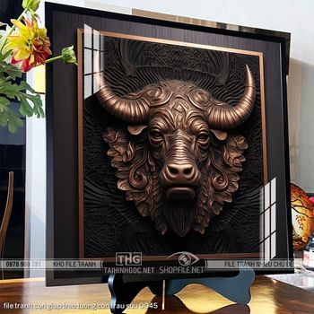 file tranh con giap treo tuong con trau suu 0045