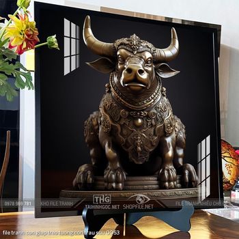 file tranh con giap treo tuong con trau suu 0053