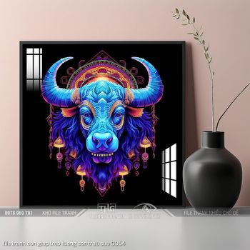 file tranh con giap treo tuong con trau suu 0054