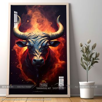 file tranh con giap treo tuong con trau suu 0055