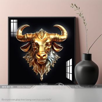 file tranh con giap treo tuong con trau suu 0057