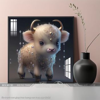 file tranh con giap treo tuong con trau suu 0058