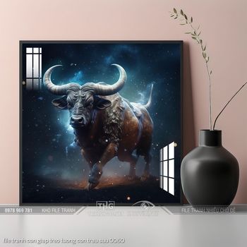 file tranh con giap treo tuong con trau suu 0060