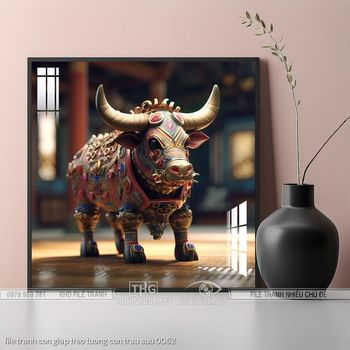 file tranh con giap treo tuong con trau suu 0062