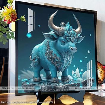 file tranh con giap treo tuong con trau suu 0063