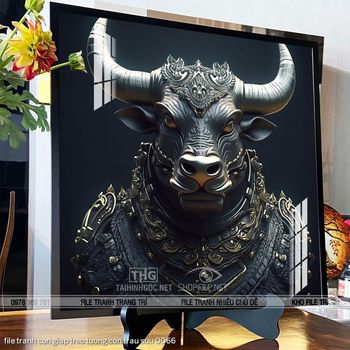 file tranh con giap treo tuong con trau suu 0066