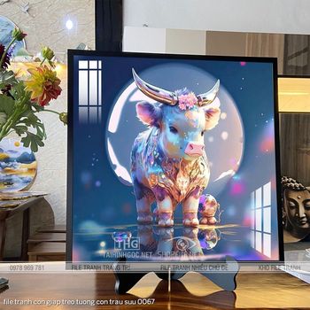 file tranh con giap treo tuong con trau suu 0067