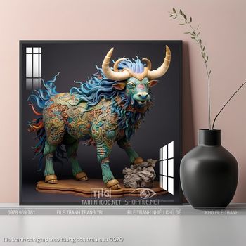 file tranh con giap treo tuong con trau suu 0070