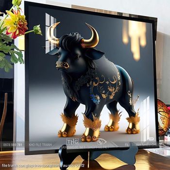 file tranh con giap treo tuong con trau suu 0072