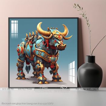 file tranh con giap treo tuong con trau suu 0079