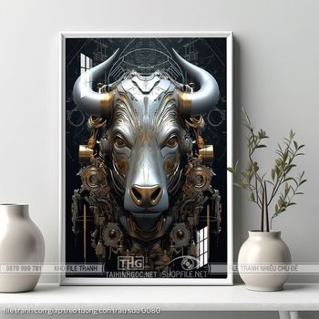 file tranh con giap treo tuong con trau suu 0080