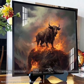 file tranh con giap treo tuong con trau suu 0082