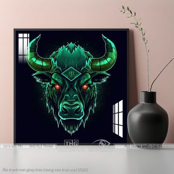 file tranh con giap treo tuong con trau suu 0085