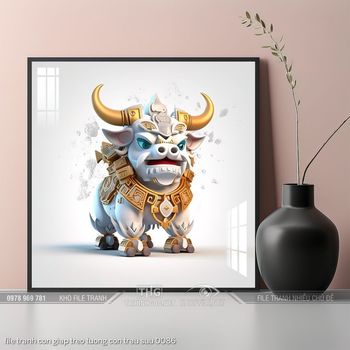 file tranh con giap treo tuong con trau suu 0086