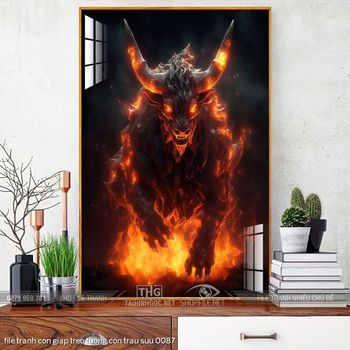 file tranh con giap treo tuong con trau suu 0087