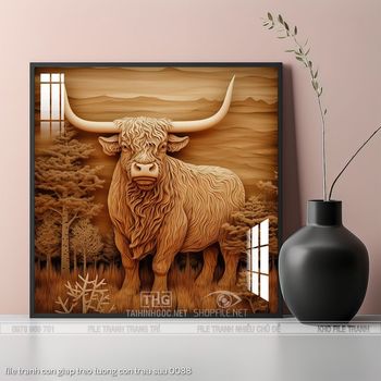 file tranh con giap treo tuong con trau suu 0088