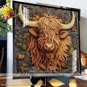 file tranh con giap treo tuong con trau suu 0089