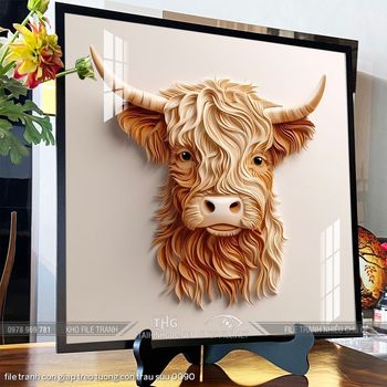 file tranh con giap treo tuong con trau suu 0090