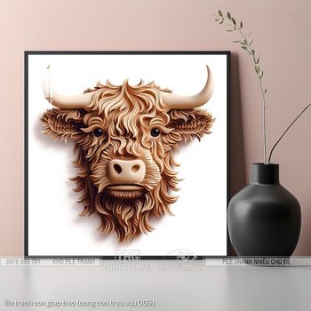 file tranh con giap treo tuong con trau suu 0091