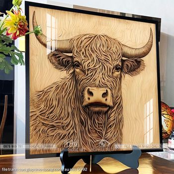 file tranh con giap treo tuong con trau suu 0092